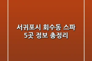 서귀포시 회수동 스파 5곳 정보 총정리