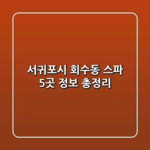 서귀포시 회수동 스파 5곳 정보 총정리