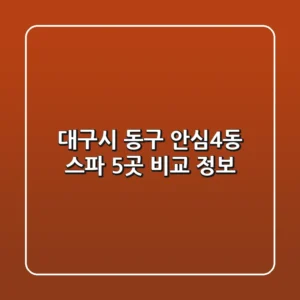 대구시 동구 안심4동 스파 5곳 비교 정보