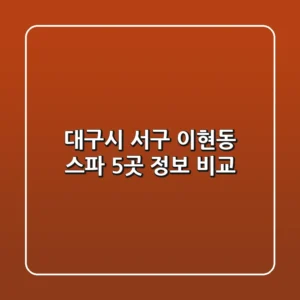 대구시 서구 이현동 스파: 5곳 정보 비교
