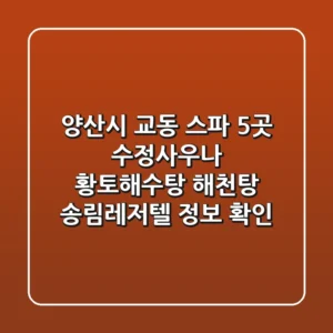 양산시 교동 스파 5곳: 수정사우나, 황토해수탕, 해천탕, 송림레저텔 정보 확인