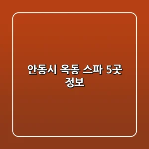 안동시 옥동 스파 5곳 정보