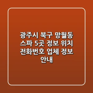 광주시 북구 망월동 스파 5곳 정보 - 위치, 전화번호, 업체 정보 안내