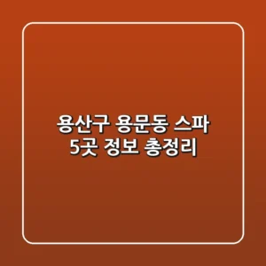 용산구 용문동 스파 5곳 정보 총정리