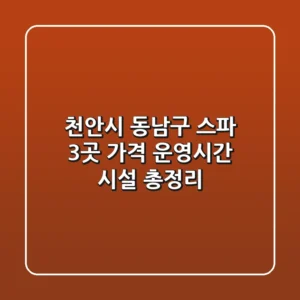 천안시 동남구 스파 3곳: 가격, 운영시간, 시설 총정리