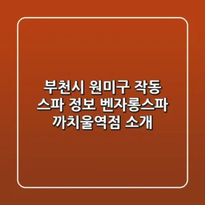 부천시 원미구 작동 스파 정보 - 벤자롱스파 까치울역점 소개