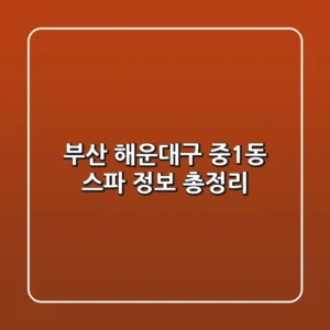 부산 해운대구 중1동 스파 정보 총정리