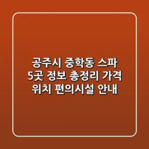 공주시 중학동 스파 5곳 정보 총정리 - 가격, 위치, 편의시설 안내