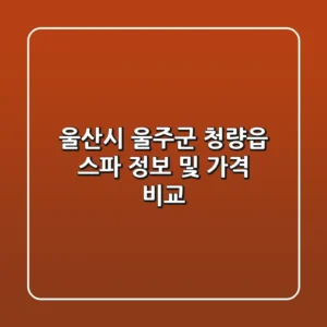 울산시 울주군 청량읍 스파 정보 및 가격 비교