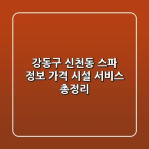 강동구 신천동 스파 정보: 가격, 시설, 서비스 총정리