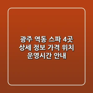 광주 역동 스파 4곳 상세 정보 - 가격, 위치, 운영시간 안내