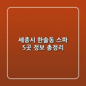 세종시 한솔동 스파 5곳 정보 총정리