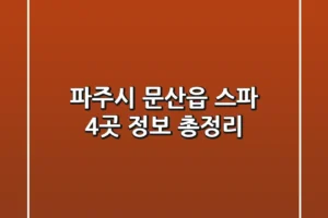 파주시 문산읍 스파 4곳 정보 총정리
