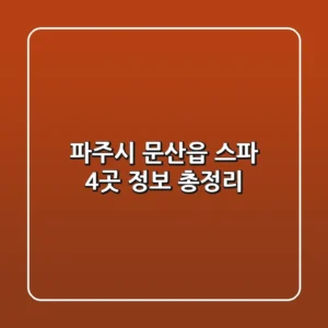 파주시 문산읍 스파 4곳 정보 총정리