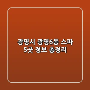 광명시 광명6동 스파 5곳 정보 총정리