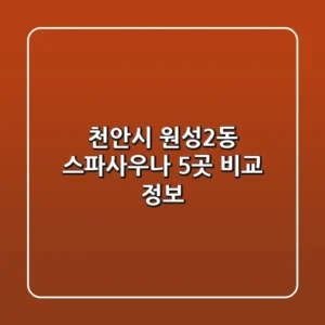 천안시 원성2동 스파/사우나 5곳 비교 정보