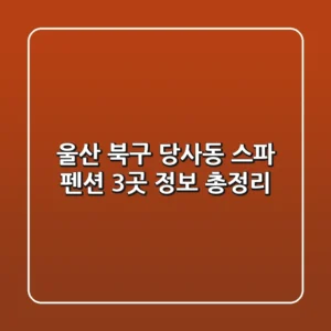 울산 북구 당사동 스파 펜션 3곳 정보 총정리