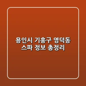용인시 기흥구 영덕동 스파 정보 총정리