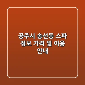 공주시 송선동 스파 정보 - 가격 및 이용 안내
