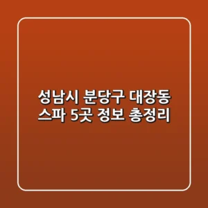 성남시 분당구 대장동 스파 5곳 정보 총정리