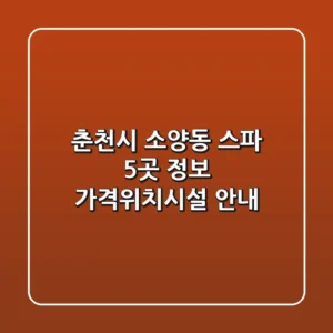 춘천시 소양동 스파 5곳 정보 - 가격/위치/시설 안내