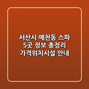 서산시 예천동 스파 5곳 정보 총정리 - 가격/위치/시설 안내