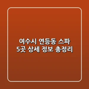여수시 연등동 스파 5곳 - 상세 정보 총정리