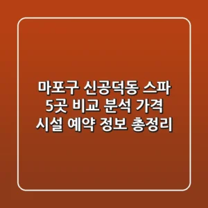 마포구 신공덕동 스파 5곳 비교 분석: 가격, 시설, 예약 정보 총정리