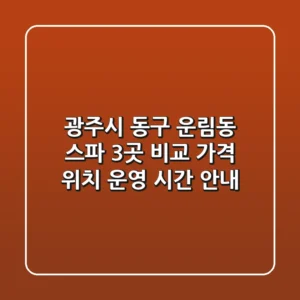 광주시 동구 운림동 스파 3곳 비교 - 가격, 위치, 운영 시간 안내