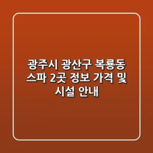 광주시 광산구 복룡동 스파 2곳 정보 - 가격 및 시설 안내