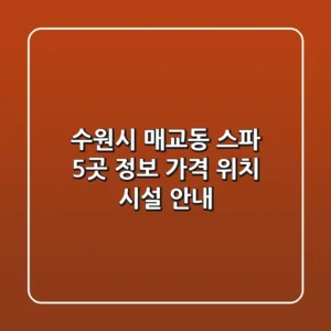 수원시 매교동 스파 5곳 정보 - 가격, 위치, 시설 안내