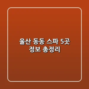 울산 동동 스파 5곳 정보 총정리