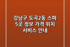 강남구 도곡2동 스파 5곳 정보 – 가격, 위치, 서비스 안내