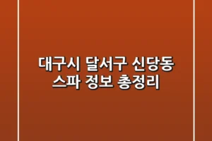 대구시 달서구 신당동 스파 정보 총정리
