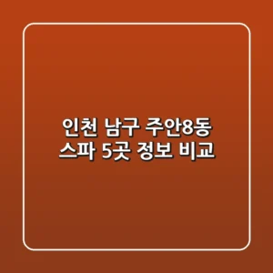 인천 남구 주안8동 스파 5곳 정보 비교