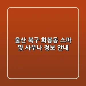 울산 북구 화봉동 스파 및 사우나 정보 안내