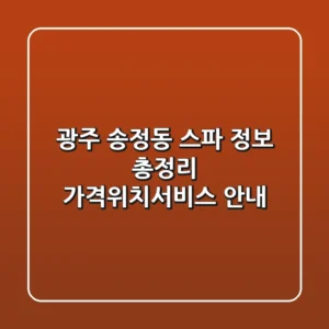 광주 송정동 스파 정보 총정리 - 가격/위치/서비스 안내