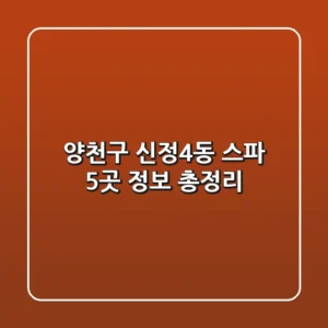 양천구 신정4동 스파 5곳 정보 총정리