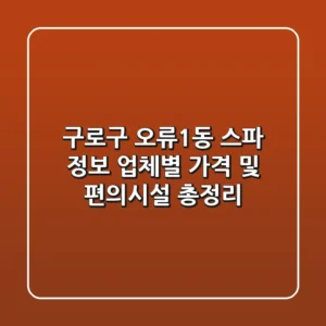 구로구 오류1동 스파 정보: 업체별 가격 및 편의시설 총정리