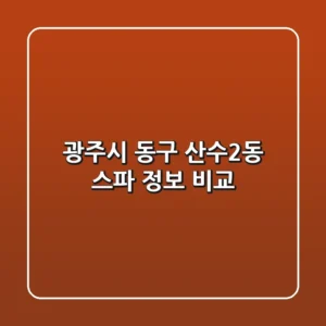 광주시 동구 산수2동 스파 정보 비교