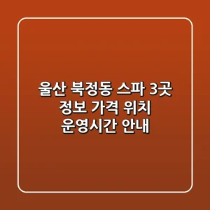 울산 북정동 스파 3곳 정보 - 가격, 위치, 운영시간 안내