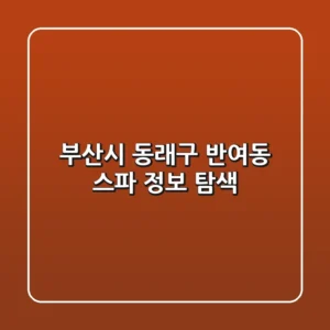 부산시 동래구 반여동 스파 정보 탐색