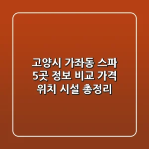 고양시 가좌동 스파 5곳 정보 비교 - 가격, 위치, 시설 총정리