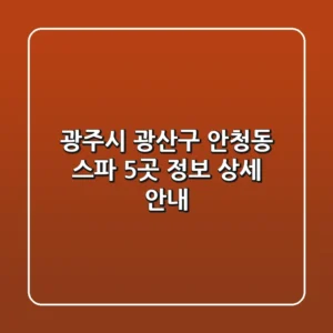 광주시 광산구 안청동 스파 5곳 정보 상세 안내