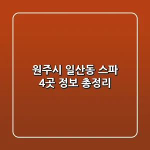 원주시 일산동 스파 4곳 정보 총정리