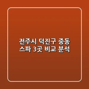 전주시 덕진구 중동 스파 3곳 비교 분석