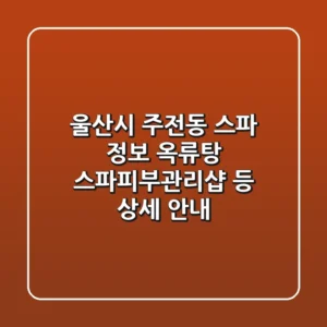 울산시 주전동 스파 정보: 옥류탕, 스파피부관리샵 등 상세 안내
