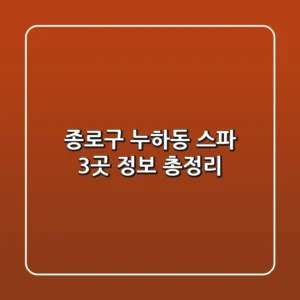 종로구 누하동 스파 3곳 정보 총정리