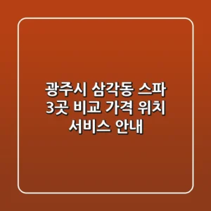 광주시 삼각동 스파 3곳 비교 - 가격, 위치, 서비스 안내