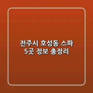 전주시 호성동 스파 5곳 정보 총정리